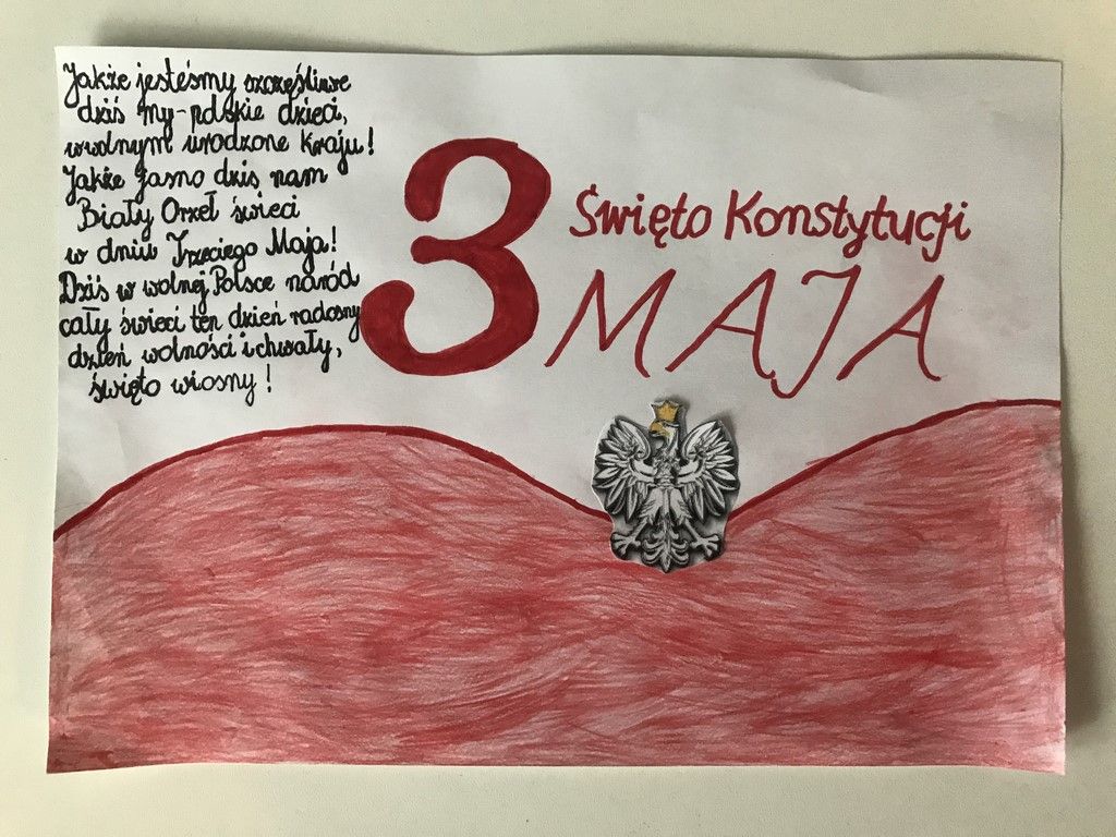 Plakat konstytucja 2021 Maja Duba, kl. 1, szkola podstawowa w Rutkach