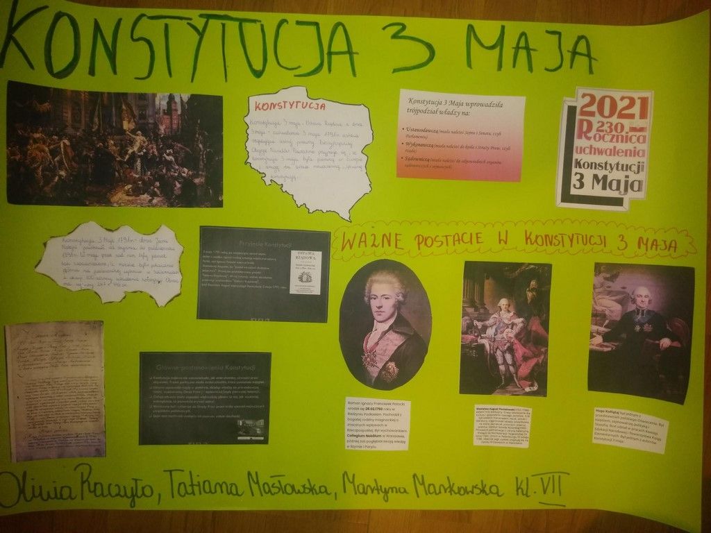 Plakat konstytucja 2021 Raczylo Maslowska Markowska kl.7 -Janowka